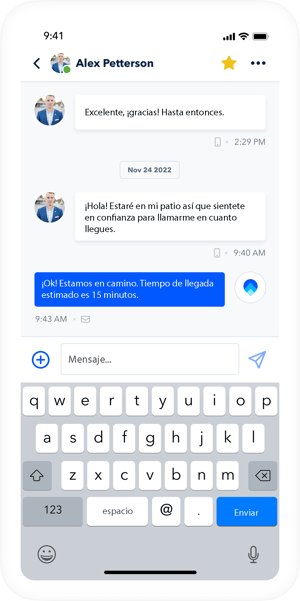 Ejemplo de un mensaje entre un cliente y un pequeño negocio donde amplian esfuerzos de mercadeo para conseguir clientes.